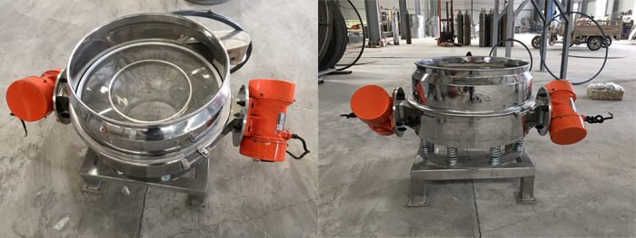 面粉振動(dòng)篩粉機(jī)細(xì)節(jié)：篩網(wǎng)展示，振動(dòng)電機(jī)展示。