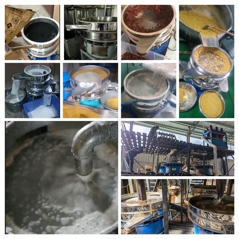 圓形振動(dòng)篩適用行業(yè)：食品，陶瓷，醫(yī)藥，冶金，化工等行業(yè)。
