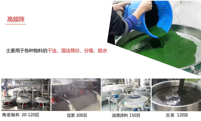 用于各種物料的干法，濕法，分級，脫水等功能