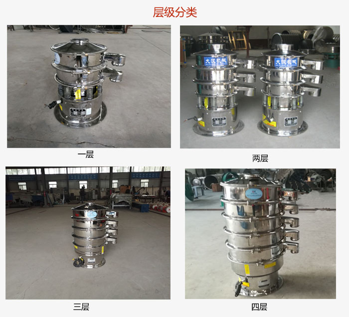 小型不銹鋼振動(dòng)篩層級(jí)展示：一層，兩層，三層，四層等。