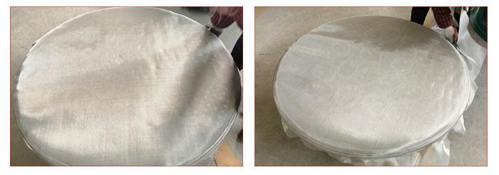 食品振動(dòng)篩篩網(wǎng)安裝步驟2，利用束環(huán)將篩網(wǎng)固定在網(wǎng)架上，并將篩網(wǎng)拉緊。