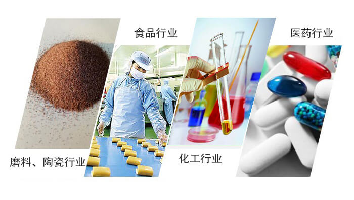 圓形旋振篩適用行業(yè)：磨料，陶瓷行業(yè)，食品行業(yè)，化工行業(yè)，醫(yī)藥行業(yè)。