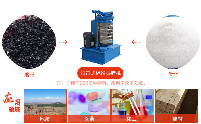 拍擊篩適用于多種物料顆粒狀，粉狀，不規(guī)則物料的篩分。